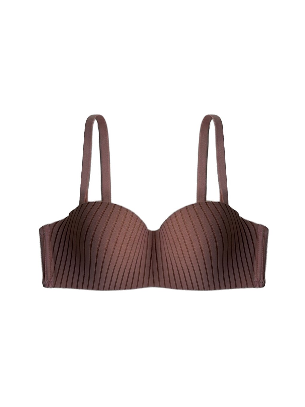 Seamless Bra - Striva | Kahverengi Mikro Çizgi Desenli Balenli Toparlayıcı Kadın Sütyen
