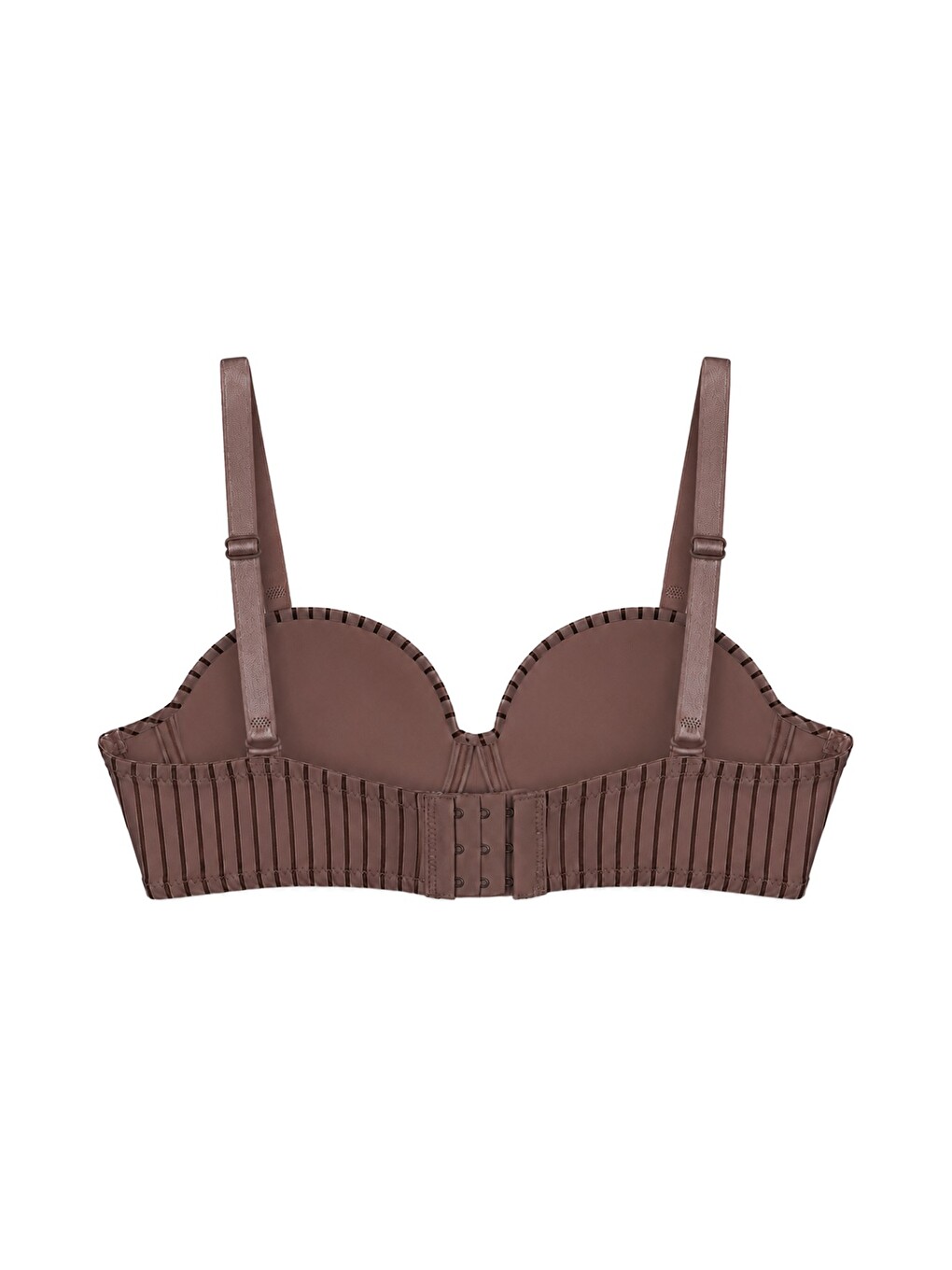 Seamless Bra - Striva | Kahverengi Mikro Çizgi Desenli Balenli Toparlayıcı Kadın Sütyen-1