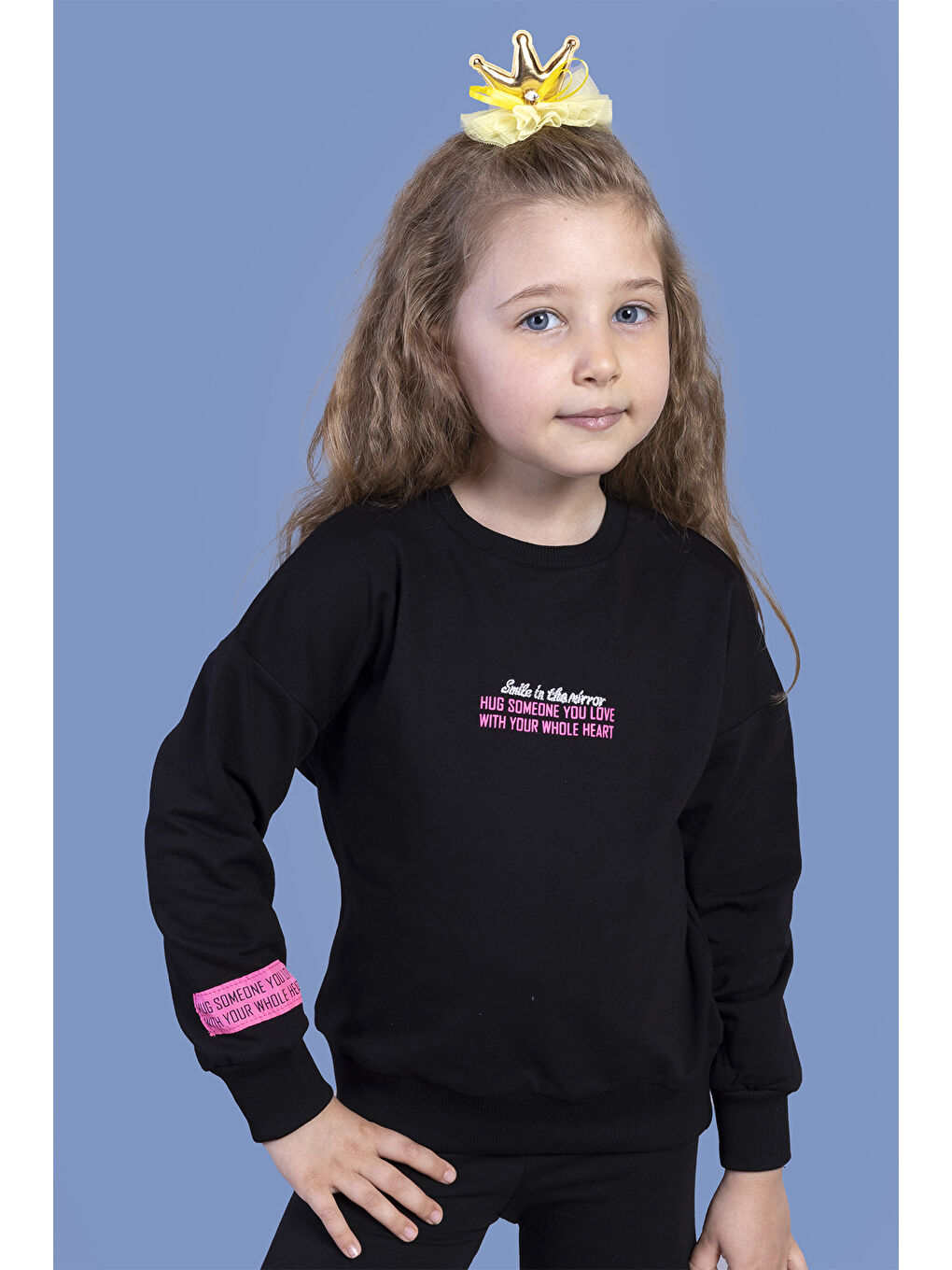 Toontoykids Siyah Kız Çocuk Baskılı Sweatshirt