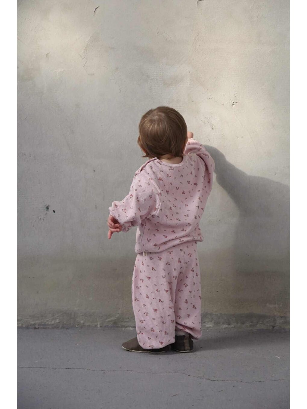 Pembe Çiçek Baskılı Şalvar Takım-2