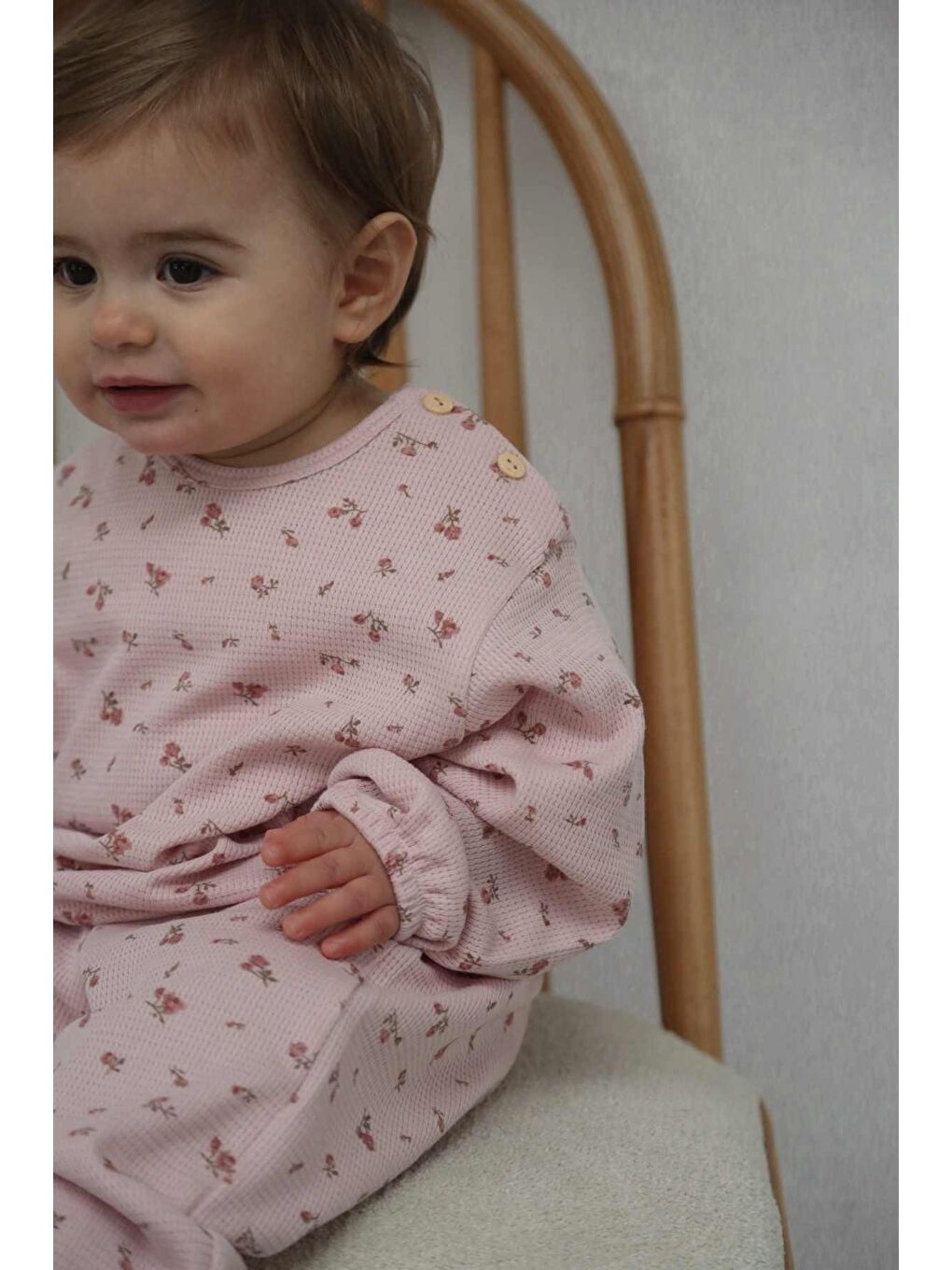 Pembe Çiçek Baskılı Şalvar Takım-5