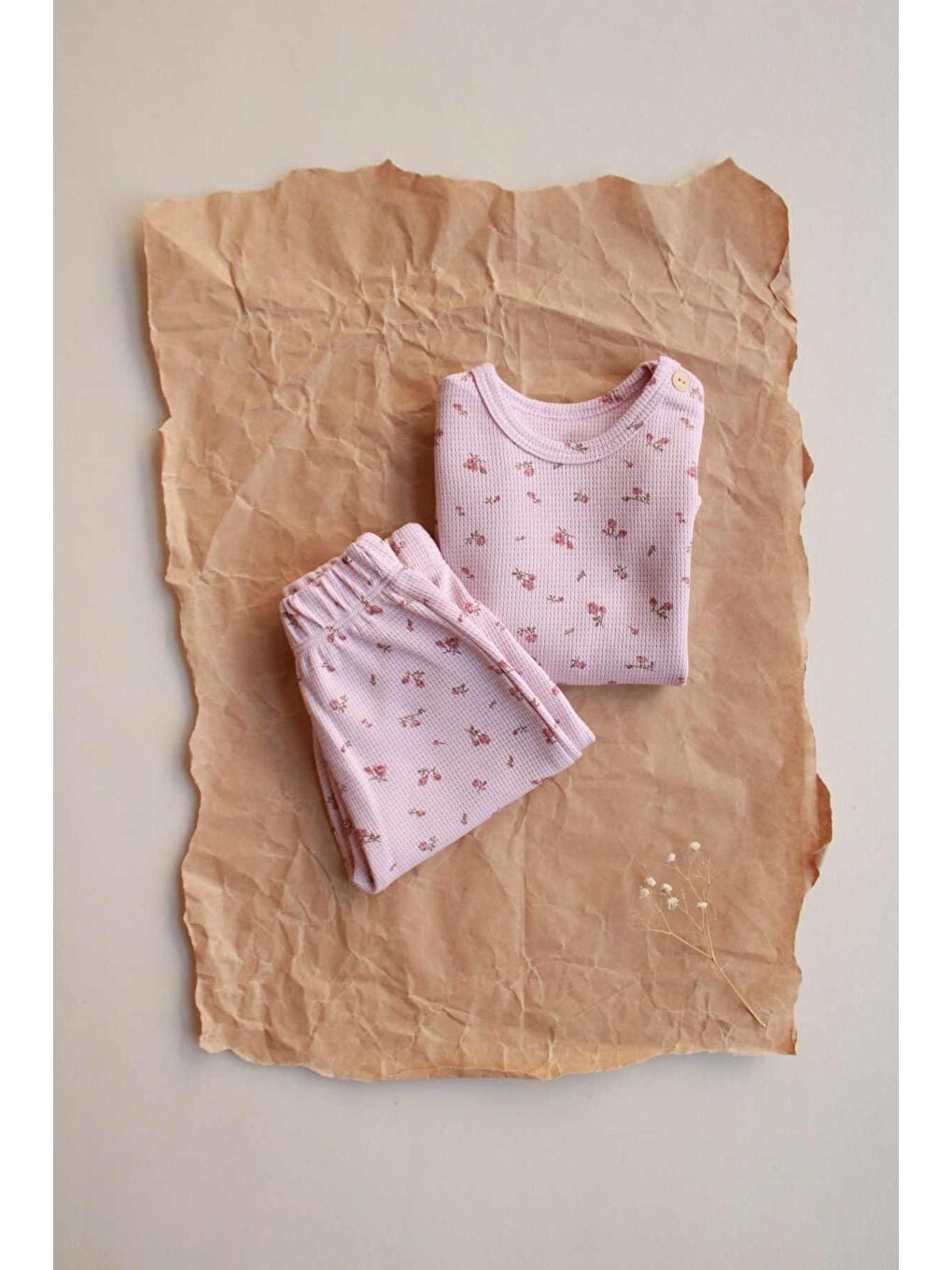 Pembe Çiçek Baskılı Şalvar Takım-7