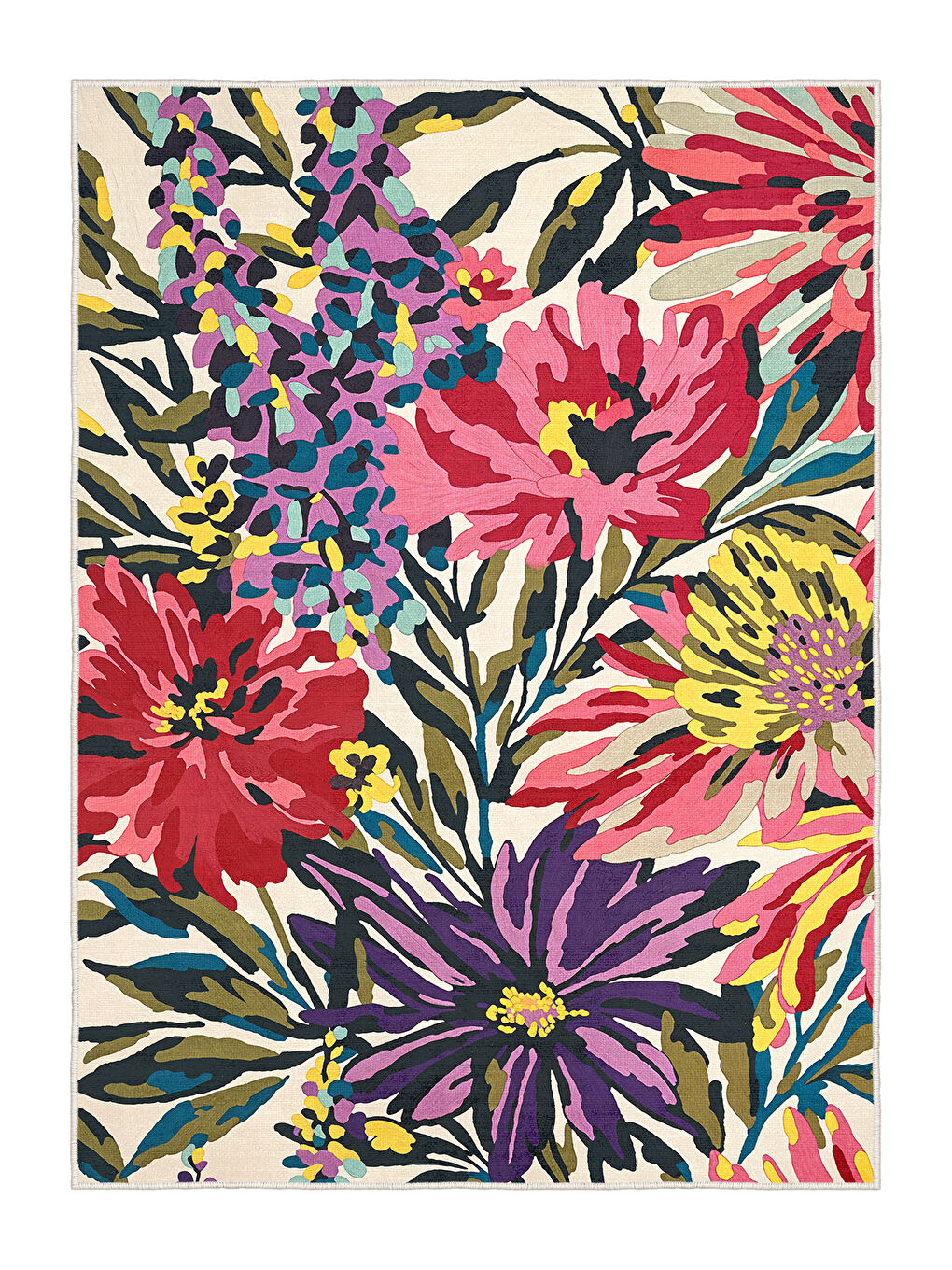 Pembe Dekoratif Salon Halısı, Makinada Yıkanabilir, Kaymaz Taban, İnce & Modern Tasarım