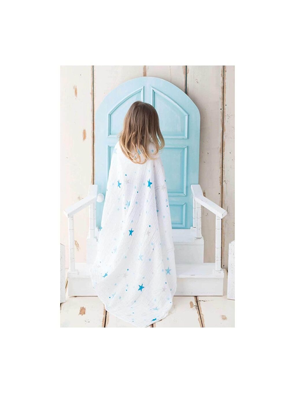 Müslin Örtü 100x120cm - Mavi Yıldız-1