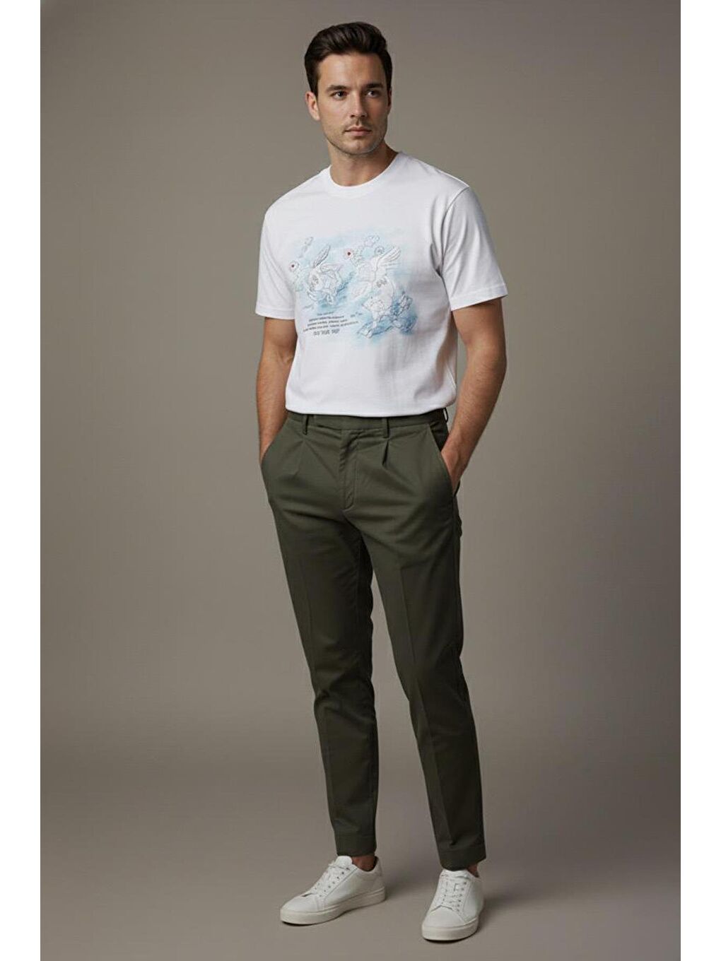 Giotelli Gio Beyaz Regular Fit %100 Pamuk Bisiklet Yaka Erkek Tişört-1