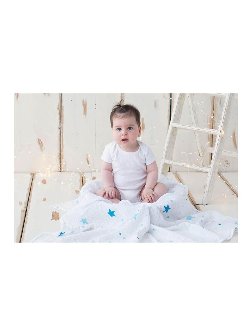 Müslin Örtü 100x120cm - Mavi Yıldız-4