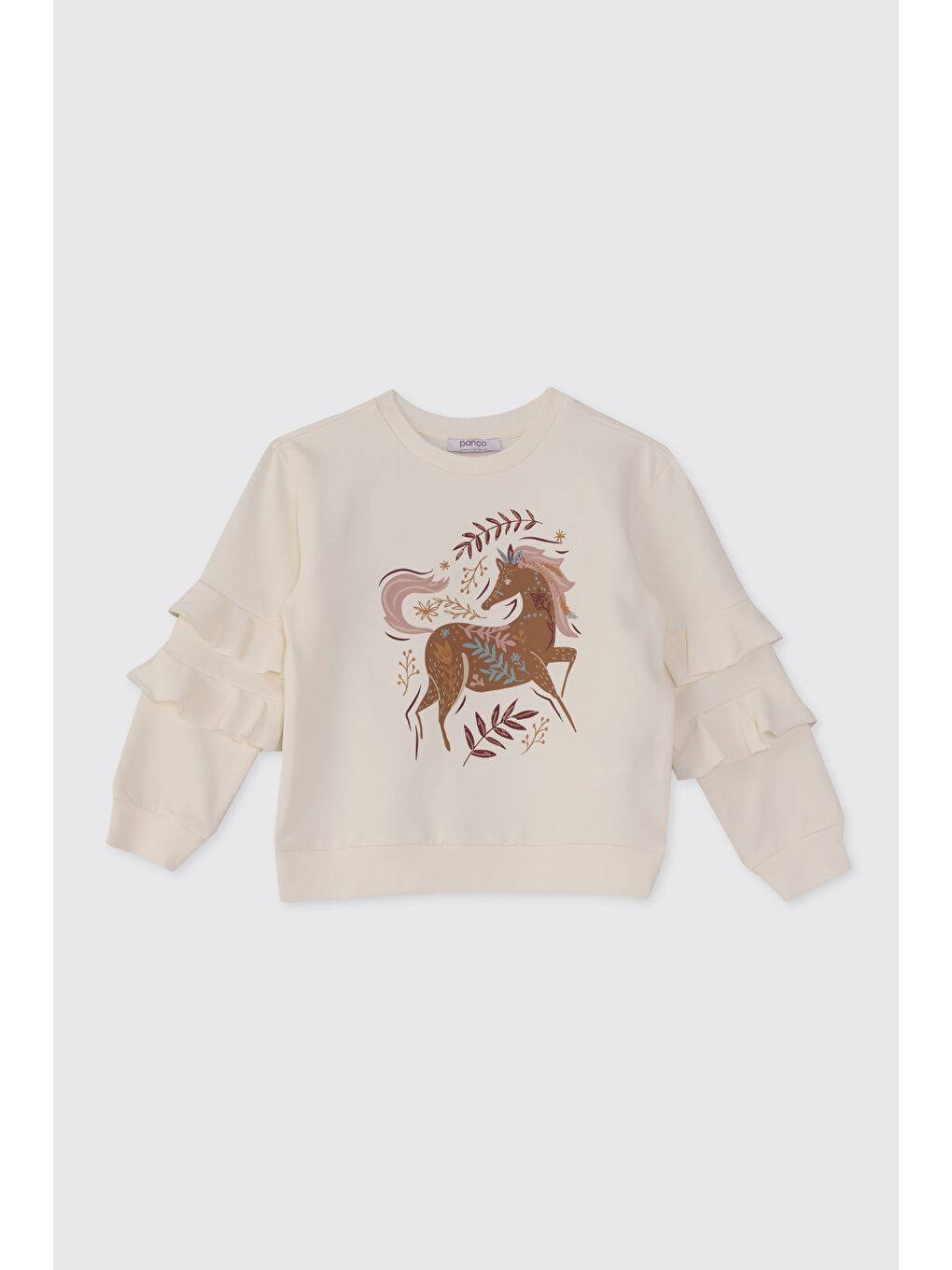 Kız Çocuk Baskı Detaylı Ekru Sweatshirt-2