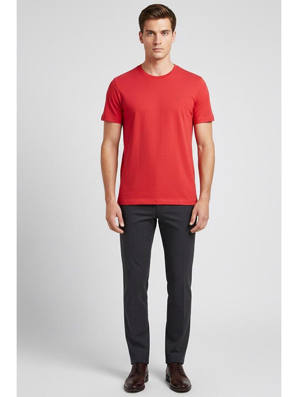 Kırmızı Giotelli Nar Çiçeği Regular Fit %100 Pamuk Bisiklet Yaka Erkek Tişört-1