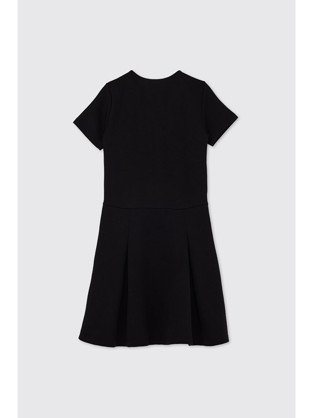 Kız Çocuk Düğme Detaylı Örme Siyah Elbise-3