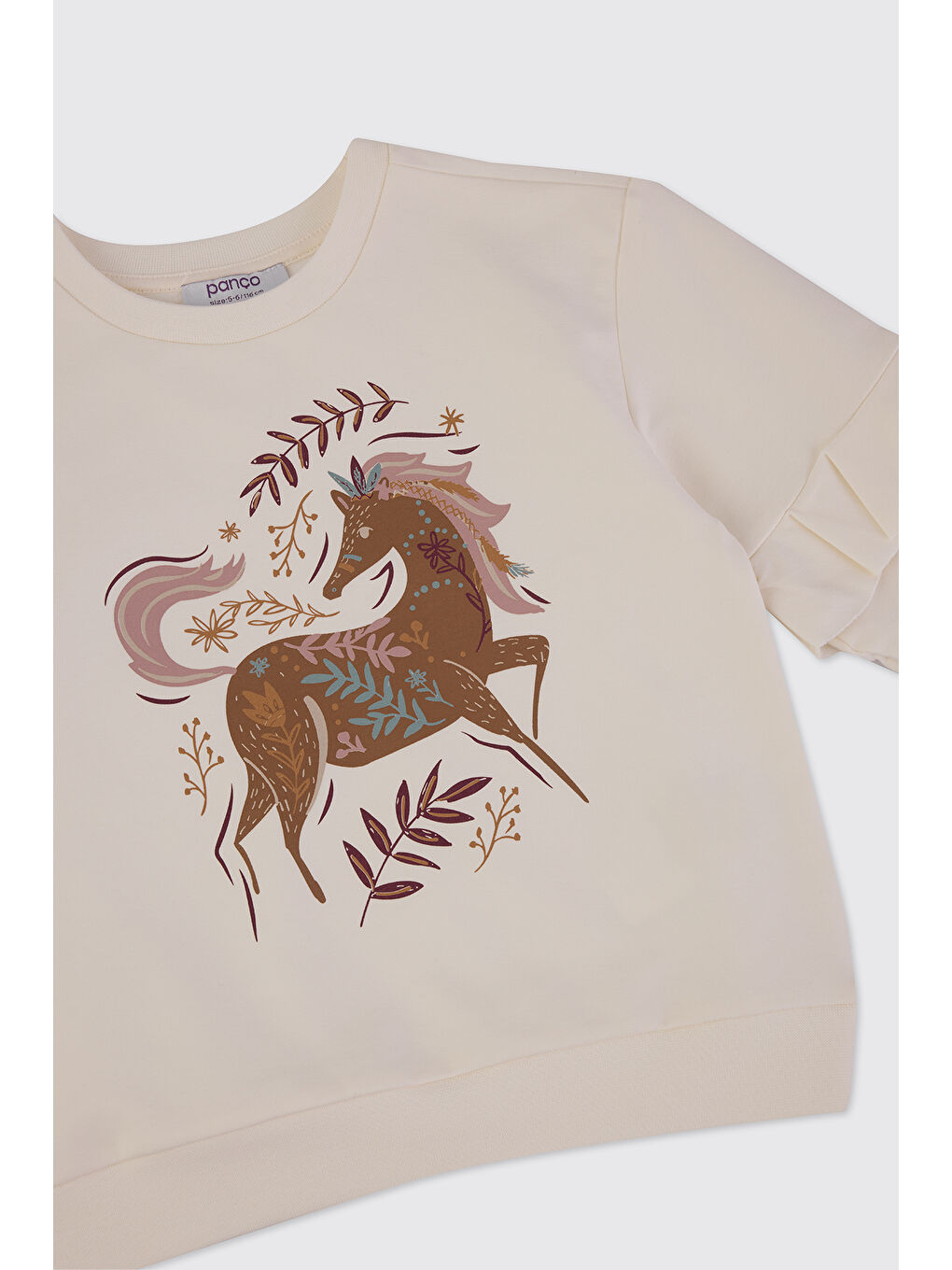 Kız Çocuk Baskı Detaylı Ekru Sweatshirt-4