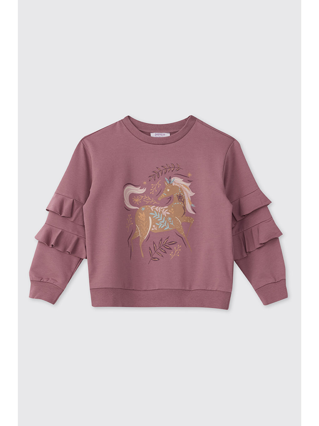 Kız Çocuk Baskı Detaylı Mürdüm Sweatshirt-2