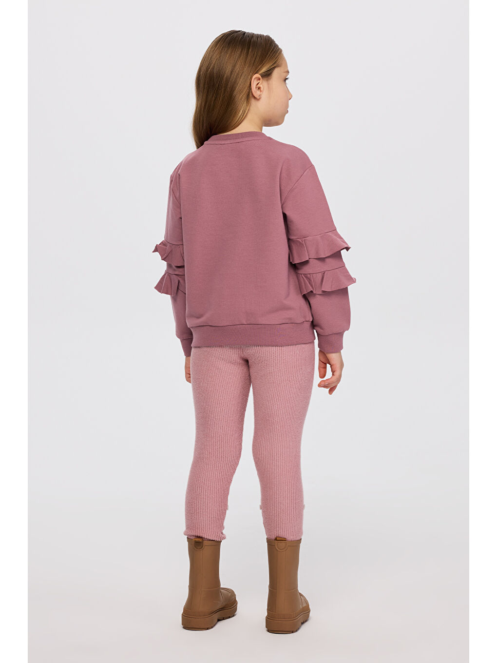 Kız Çocuk Baskı Detaylı Mürdüm Sweatshirt-5