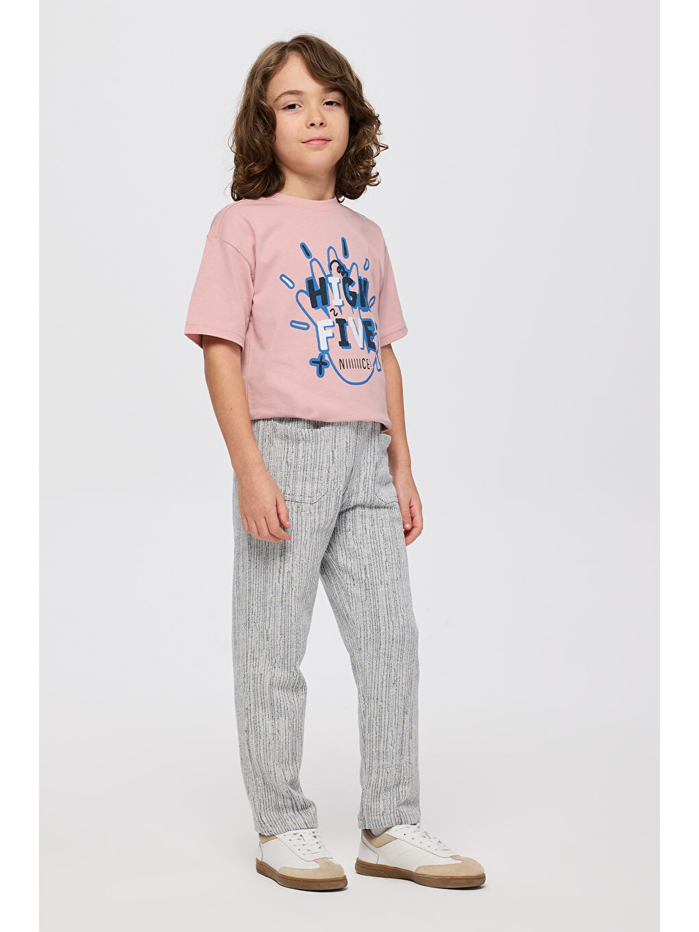 Erkek Çocuk Beli Lastikli Cep Detaylı Örme Mavi Pantolon