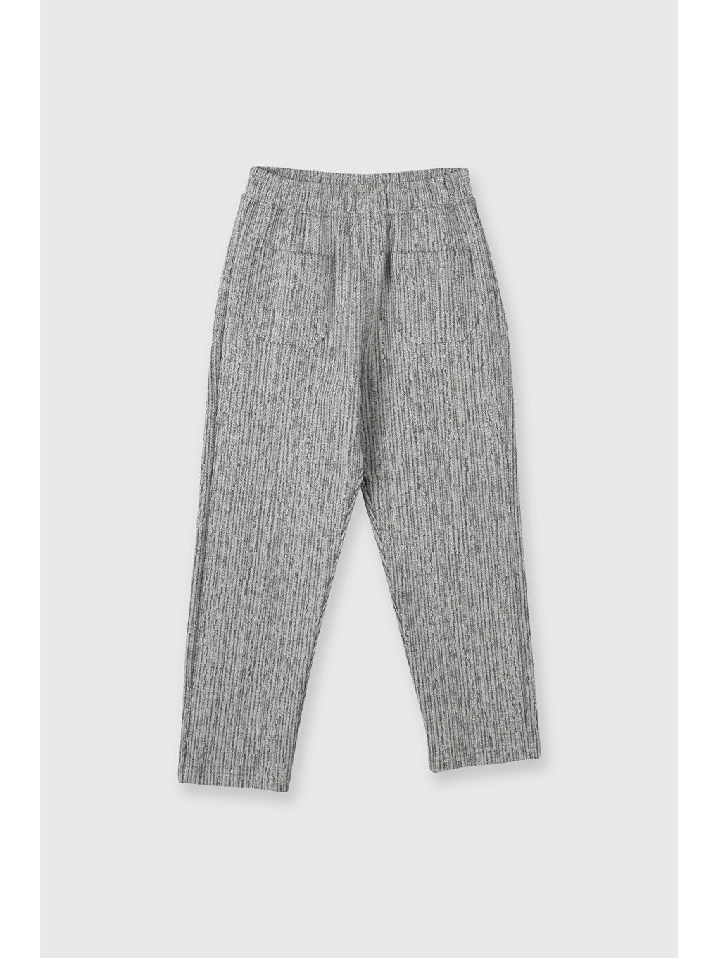 Erkek Çocuk Beli Lastikli Cep Detaylı Örme Mavi Pantolon-4