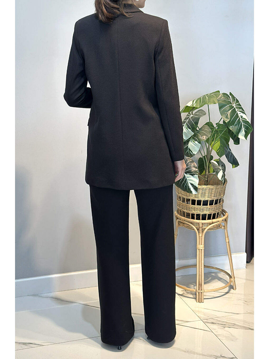 Örme Blazer Pantolon Takım 15227 Siyah-4