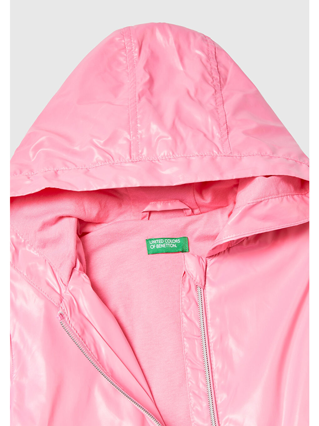 United Colors Of Benetton Pembe Kız Çocuk Pembe Logolu Jersey Astarlı Yağmurluk - 2