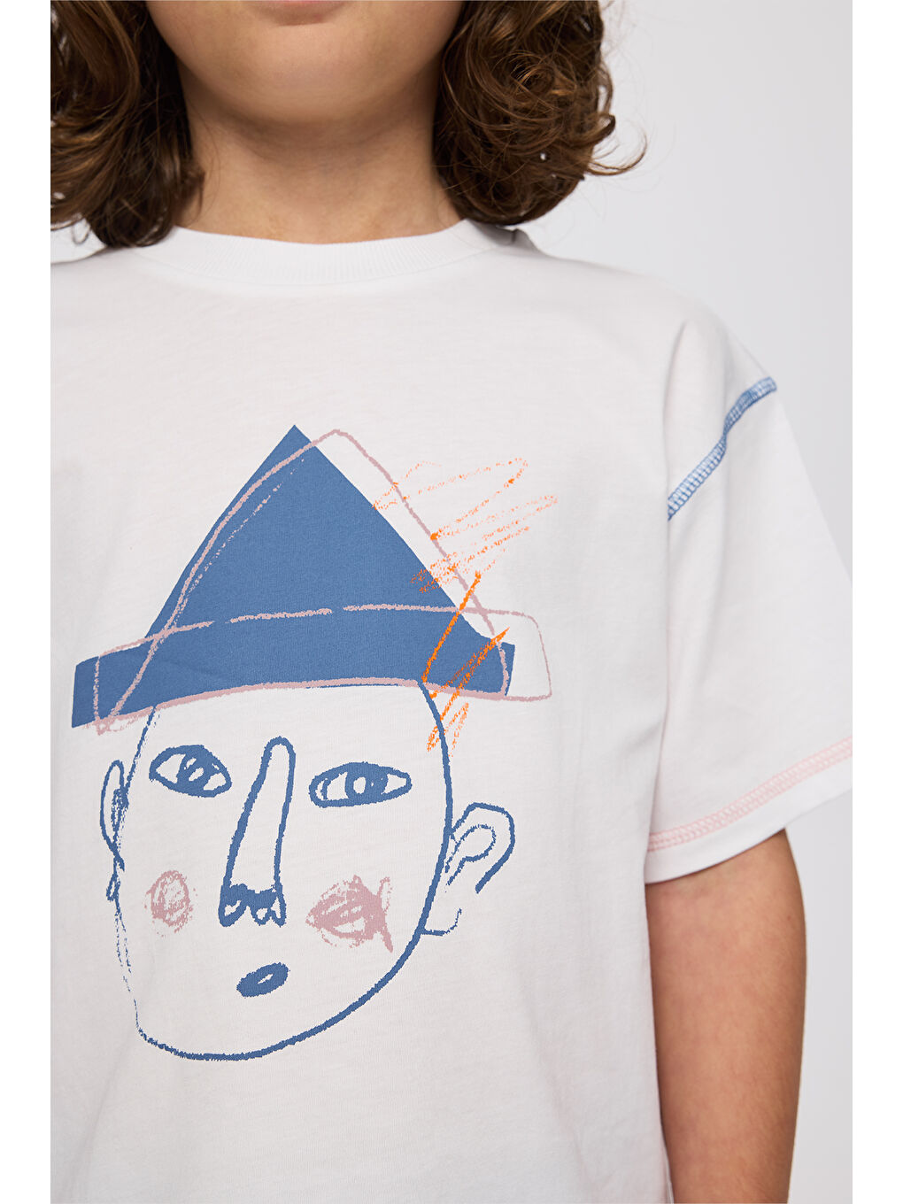 Erkek Çocuk Baskı Detaylı Kısa Kollu Beyaz Tişört-3