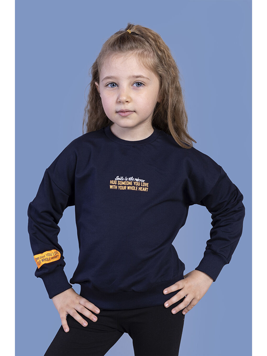 Toontoykids Lacivert Kız Çocuk Baskılı Sweatshirt