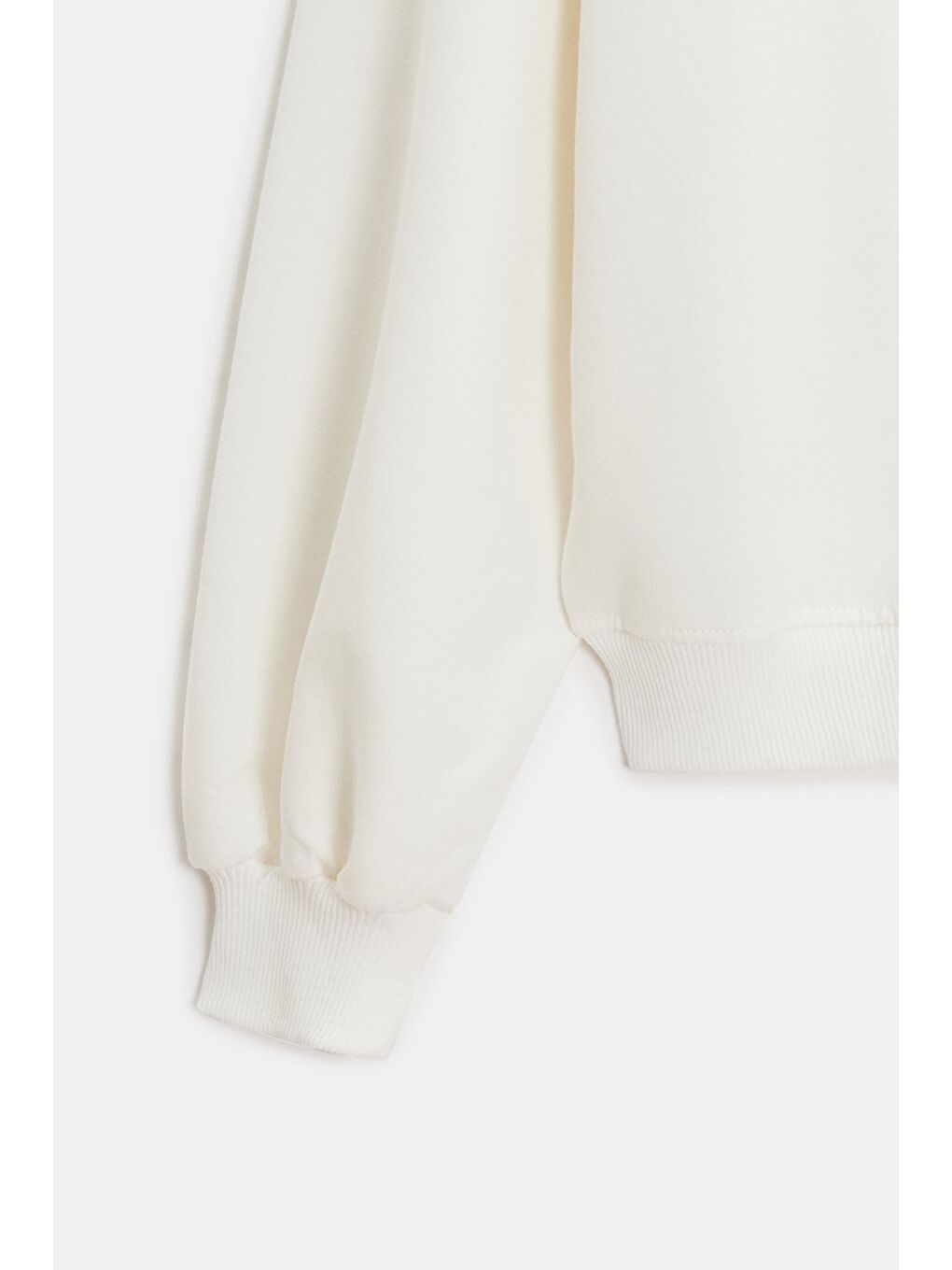 Ekru Kadın Oversize Bisiklet Yaka Basic Casual Sweatshirt-2