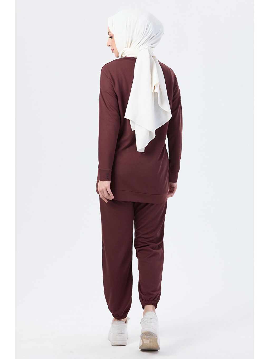 Bisiklet Yaka Kadın Kahverengi Tunik Pantolon - 13046-5