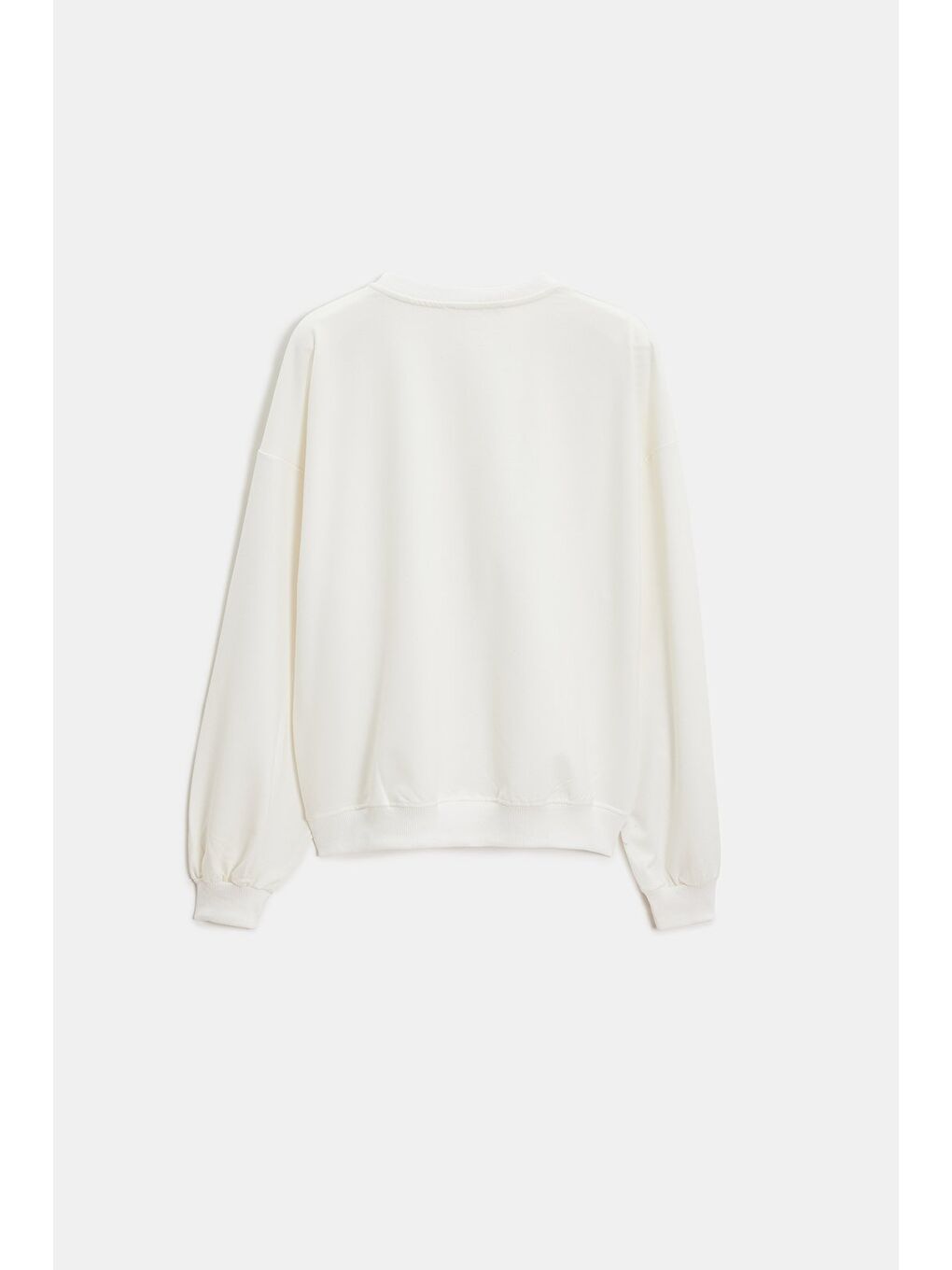 Ekru Kadın Oversize Bisiklet Yaka Basic Casual Sweatshirt-4