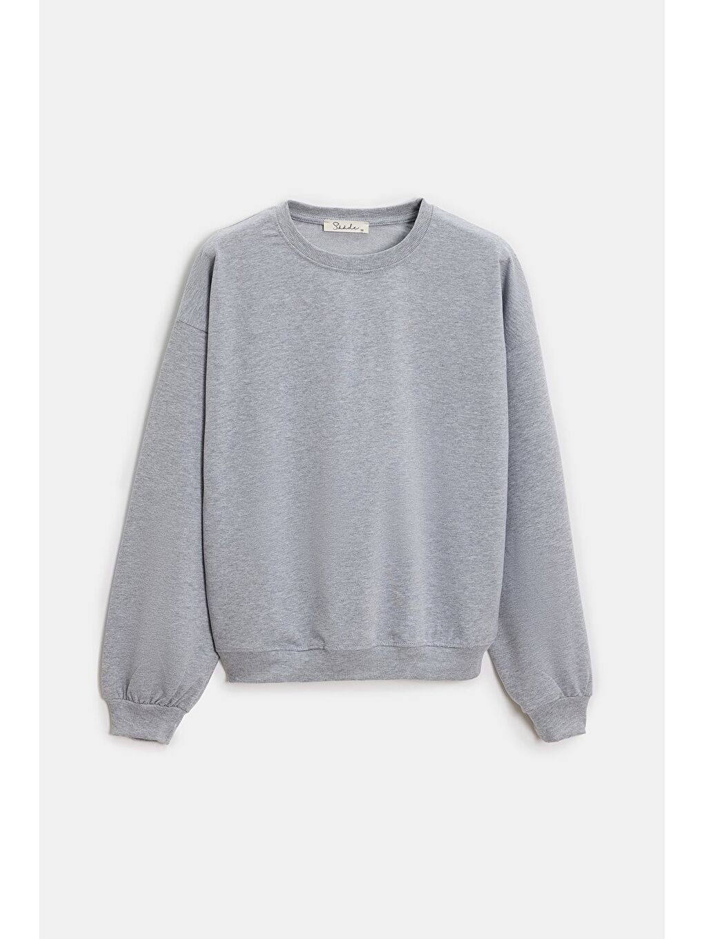 Gri Kadın Oversize Bisiklet Yaka Basic Casual Sweatshirt