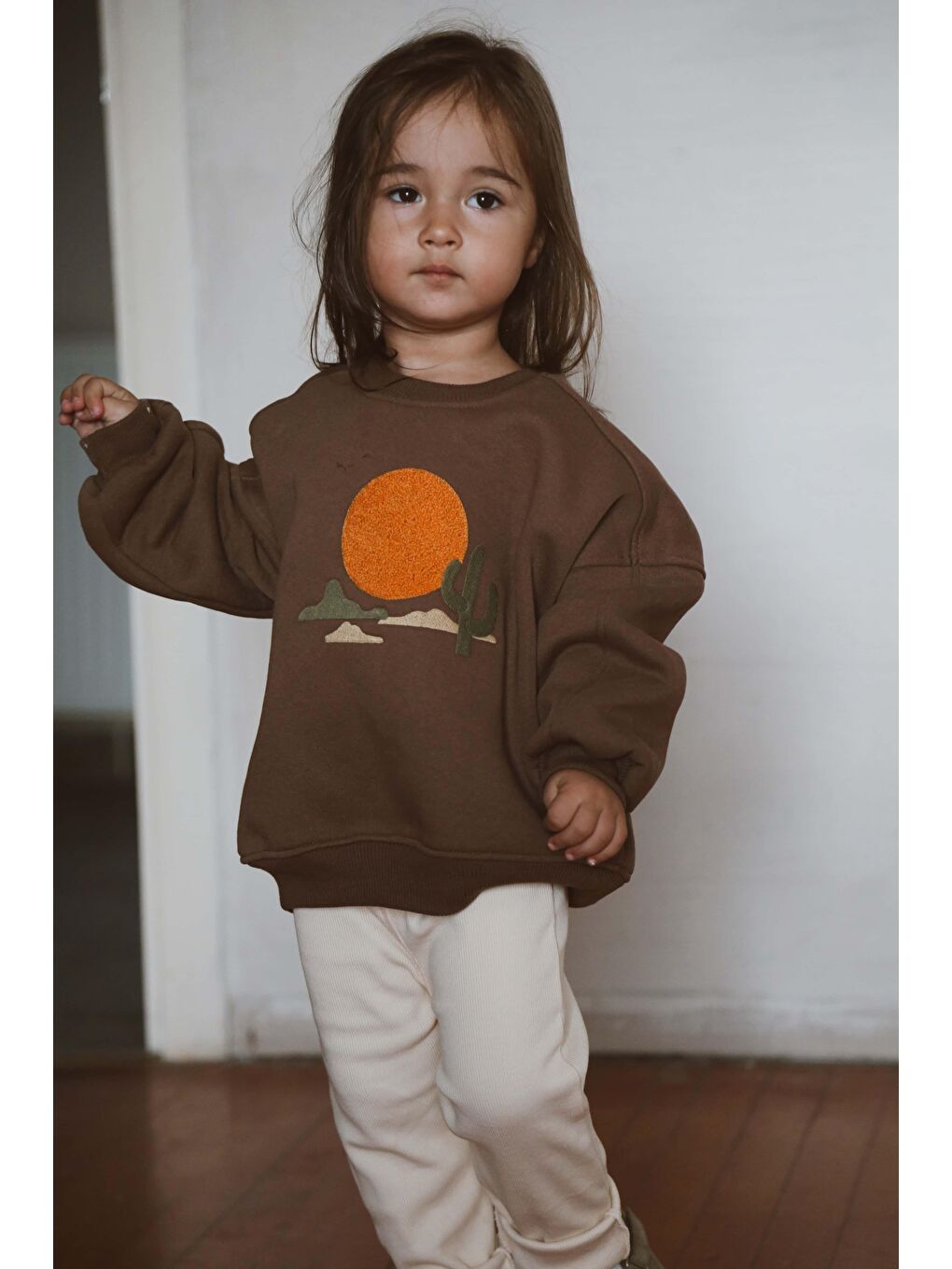 Kahverengi Dağ Nakışlı Bebek Alt Üst Takım-5