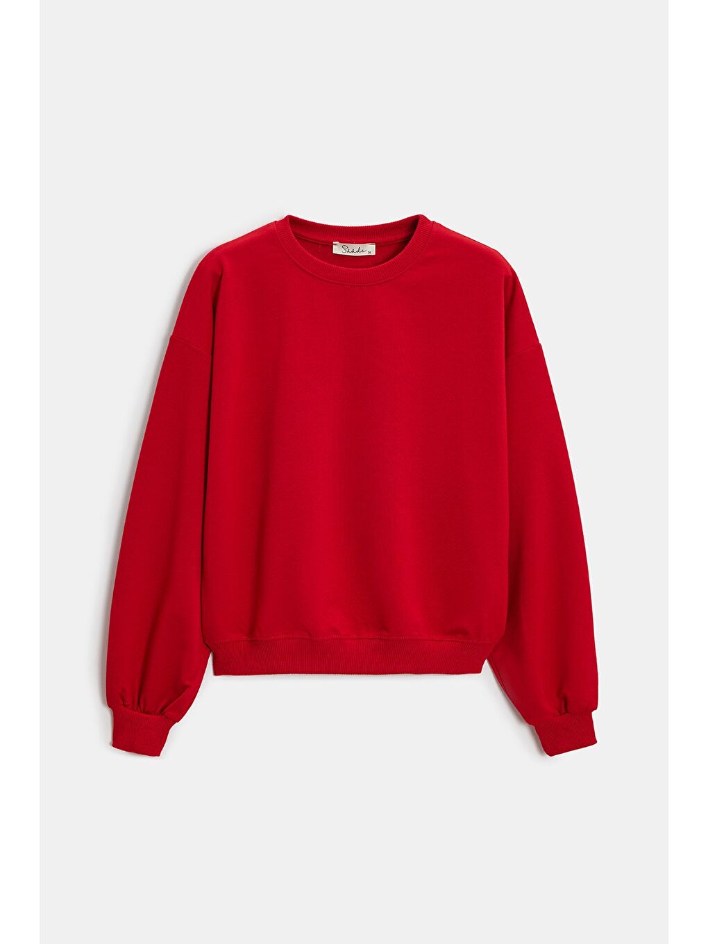 Kırmızı Kadın Oversize Bisiklet Yaka Basic Casual Sweatshirt