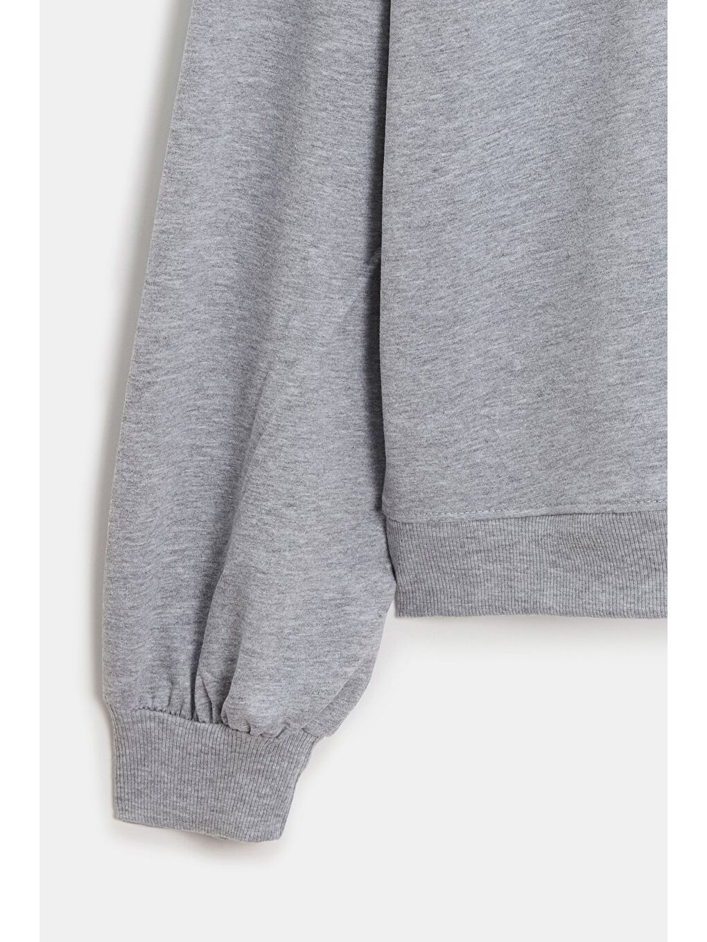 Gri Kadın Oversize Bisiklet Yaka Basic Casual Sweatshirt-3