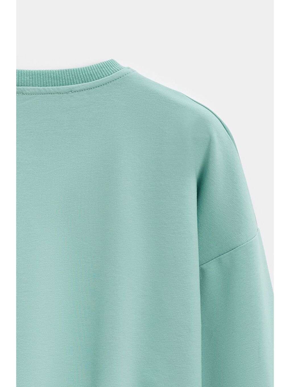 Yeşil Mint Kadın Oversize Bisiklet Yaka Basic Casual Sweatshirt-3