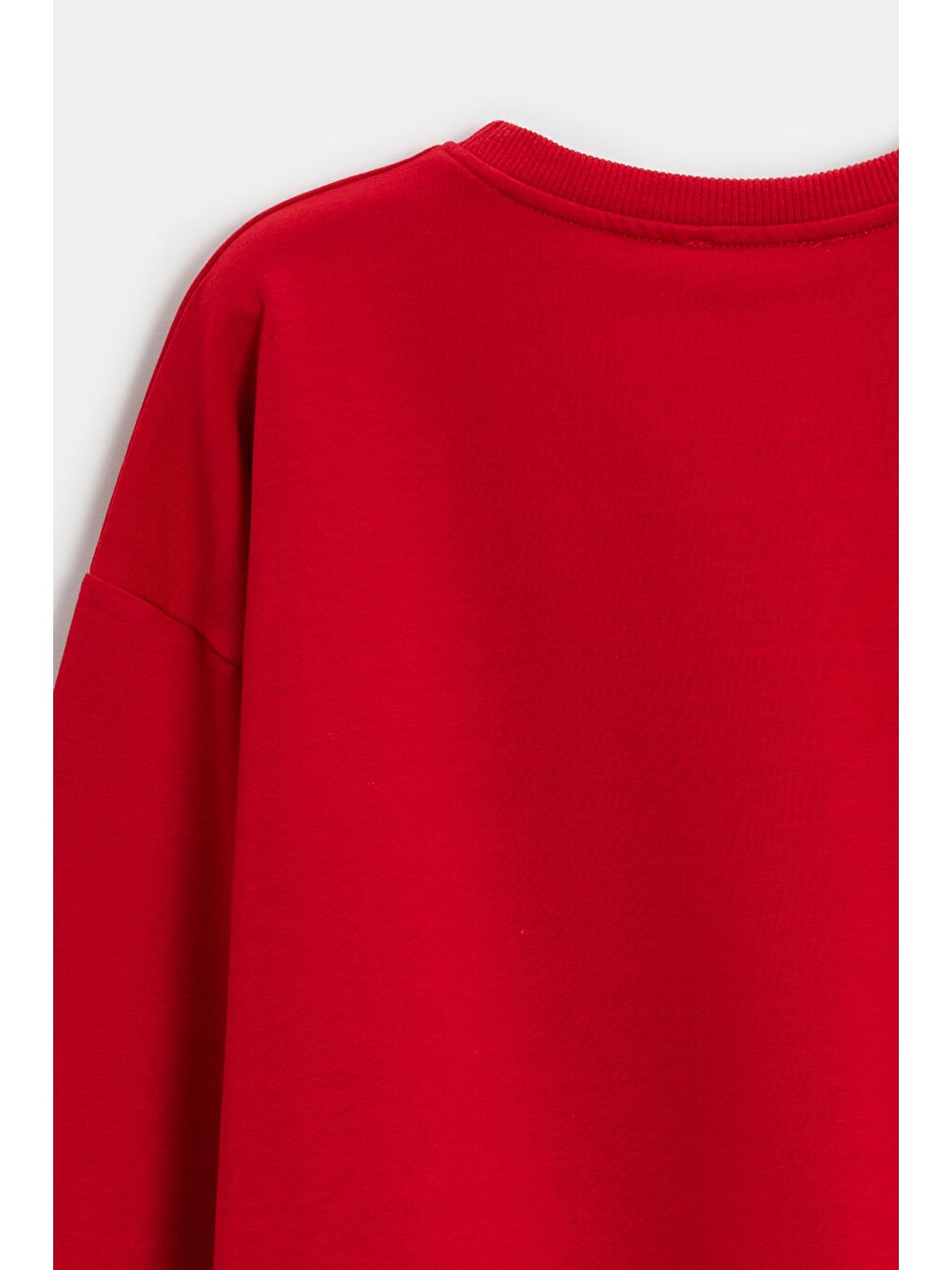 Kırmızı Kadın Oversize Bisiklet Yaka Basic Casual Sweatshirt-3