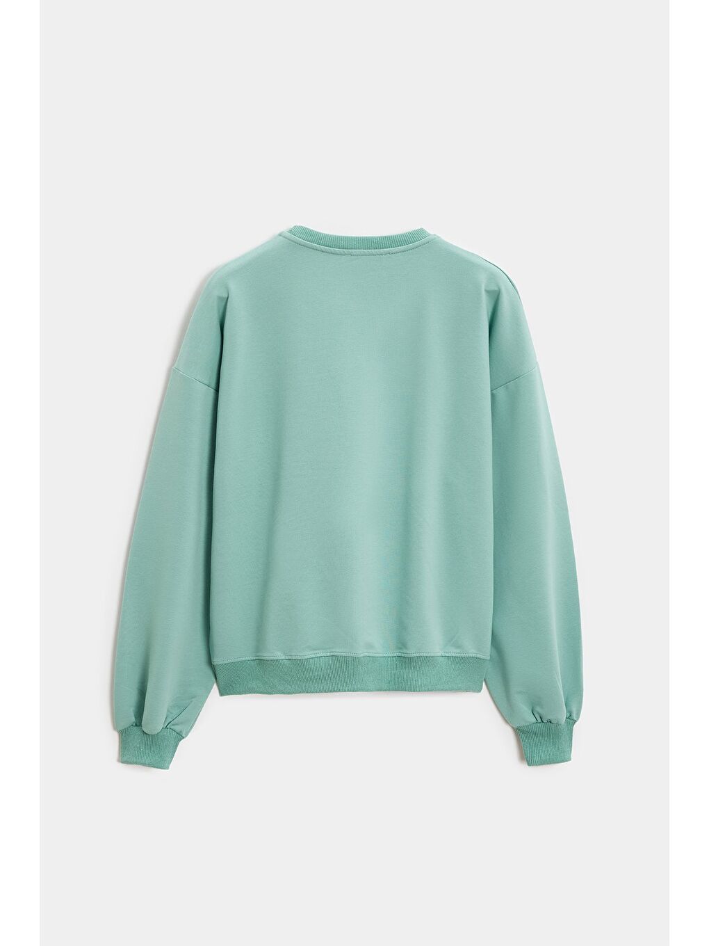 Yeşil Mint Kadın Oversize Bisiklet Yaka Basic Casual Sweatshirt-4
