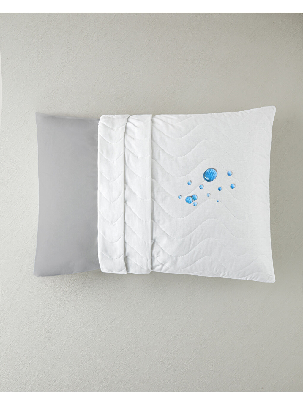 Napline Pamuklu Kapitoneli Sıvı Geçirmez Alez Yastık Kılıfı 50x70 Cm Beyaz