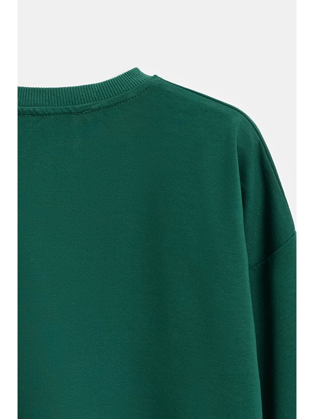 Yeşil Kadın Oversize Bisiklet Yaka Basic Casual Sweatshirt-3