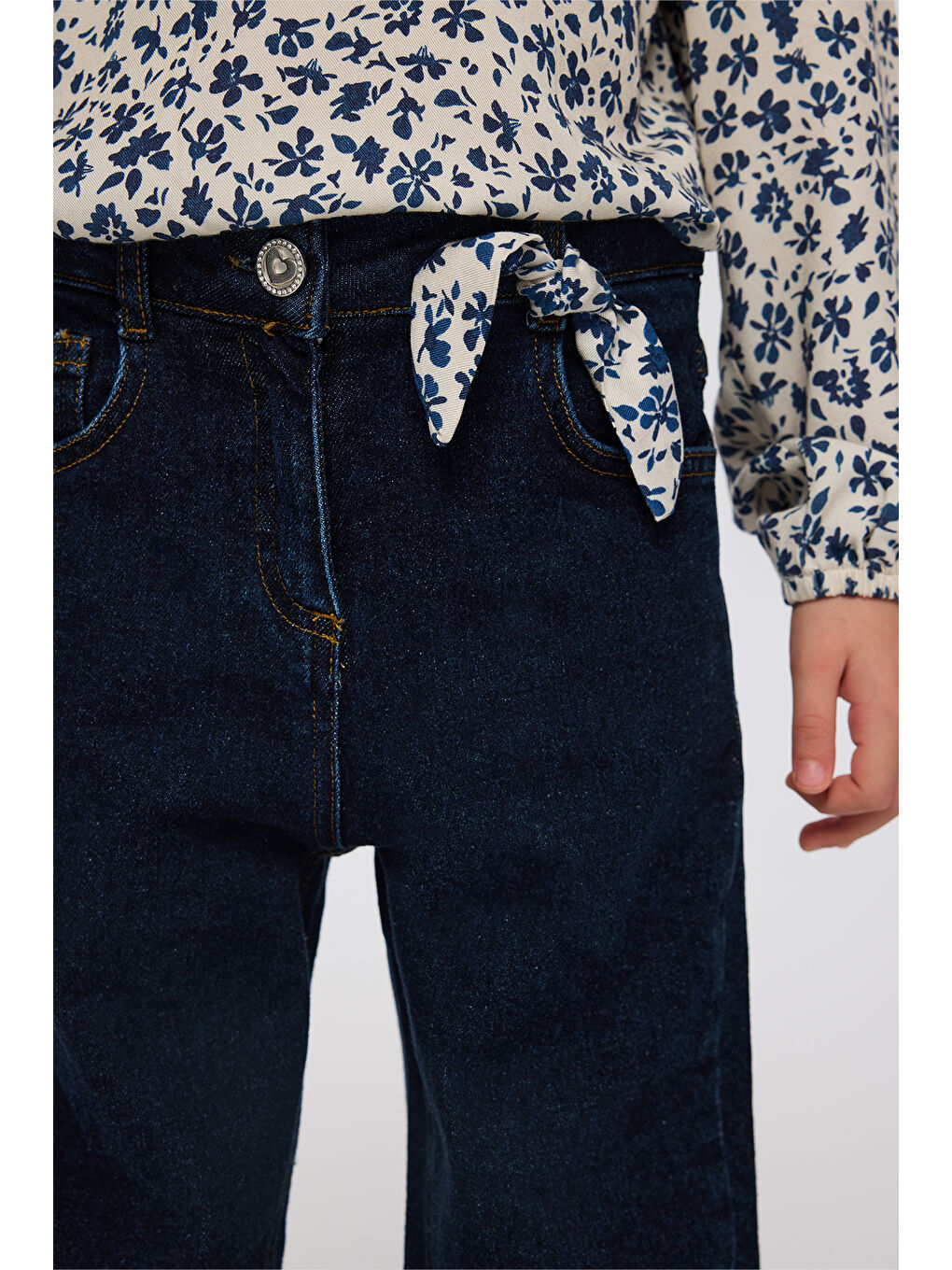 Kız Çocuk Lacivert Jean Pantolon-5