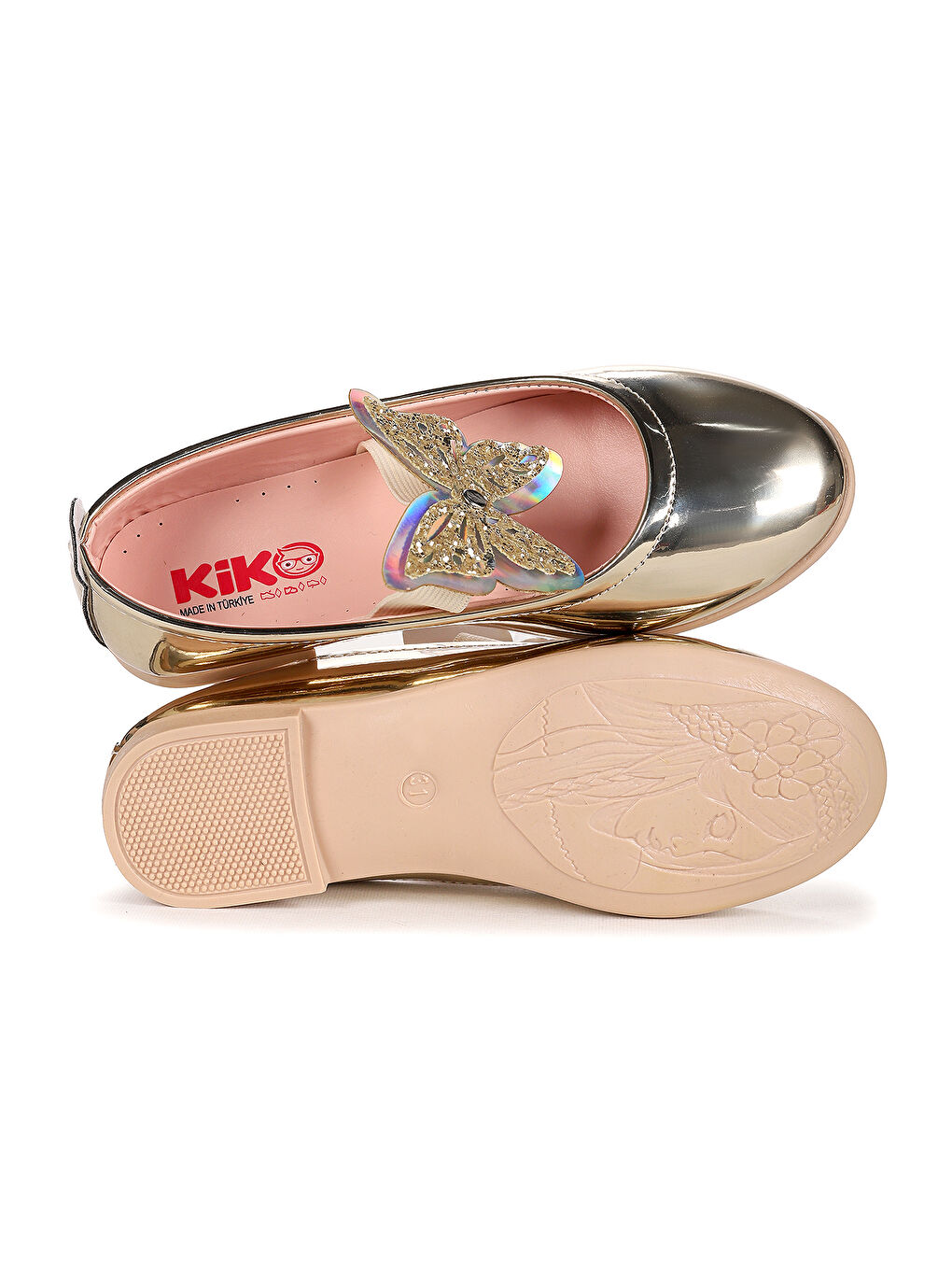 Sarı Menz Ayna Kelebek Lastikli Kız Çocuk Babet Ayakkabı-4