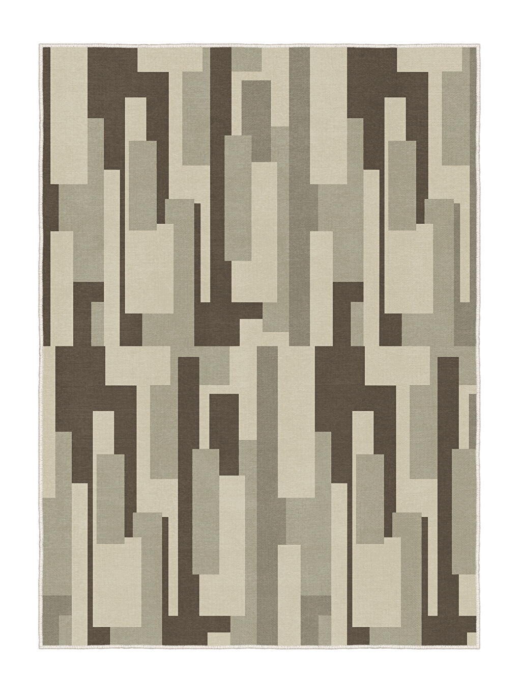 Bej Dekoratif Salon Halısı, Makinada Yıkanabilir, Kaymaz Taban, İnce & Modern Tasarım