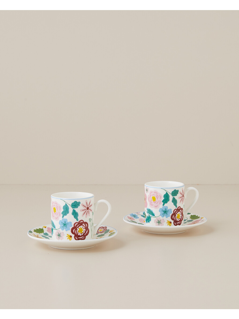 Beyaz Elvia New Bone China 4 Parça 2 Kişilik Kahve Fincan Takımı 80 Ml Renkli-1