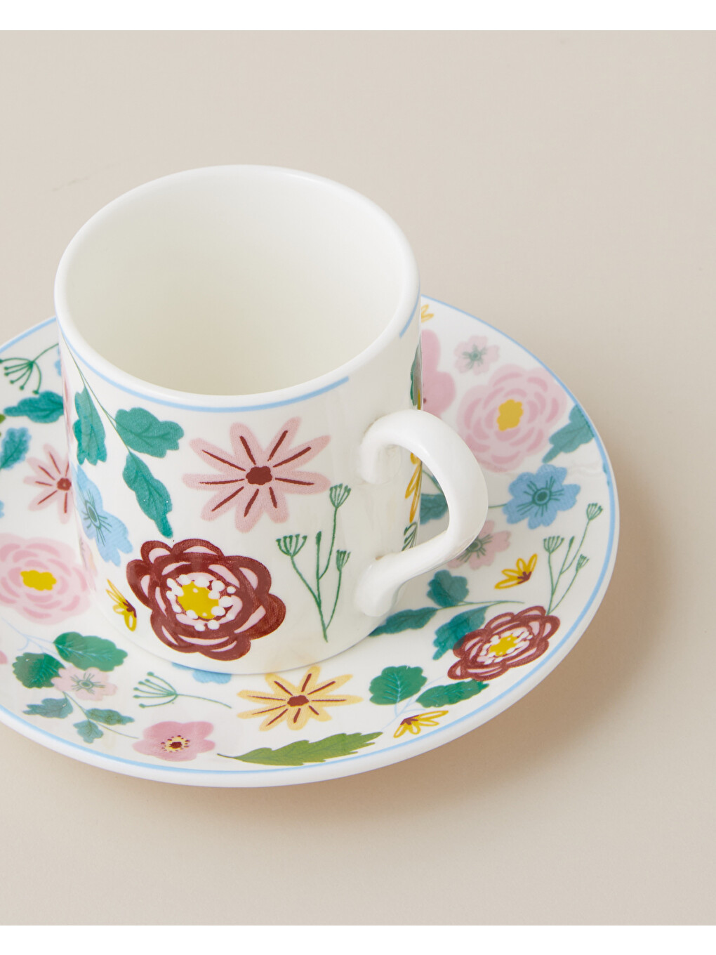 Beyaz Elvia New Bone China 4 Parça 2 Kişilik Kahve Fincan Takımı 80 Ml Renkli-3