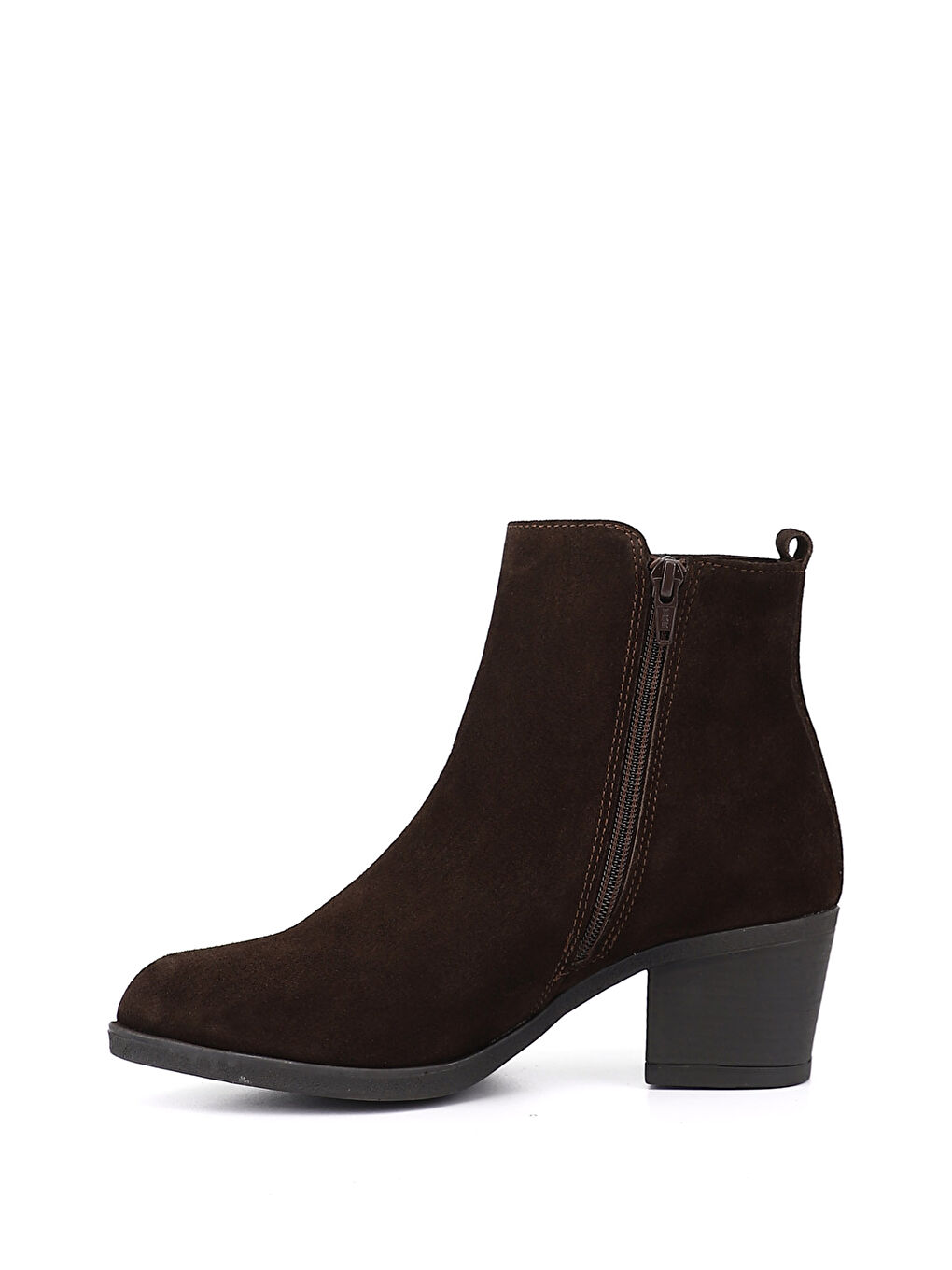 Kahverengi Kadın AÇIK KAHVERENGİ Fermuarlı Kalın Topuklu Hakiki Deri Bot-2