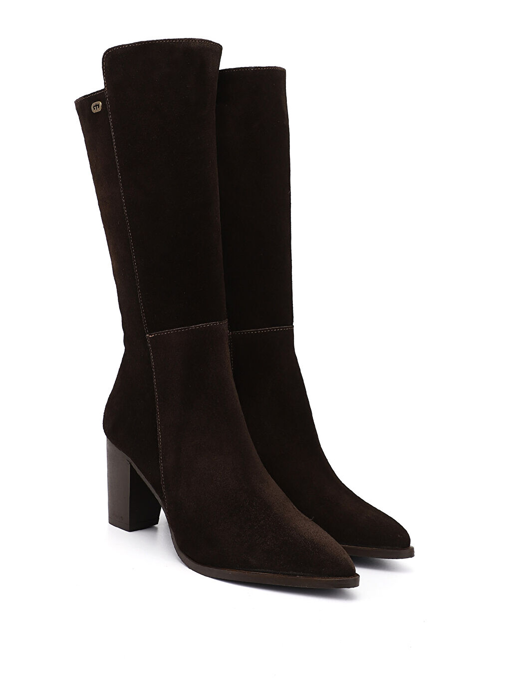 Kahverengi Kadın AÇIK KAHVERENGİ Sivri Burun Kalın Topuklu Hakiki Deri Çizme-2