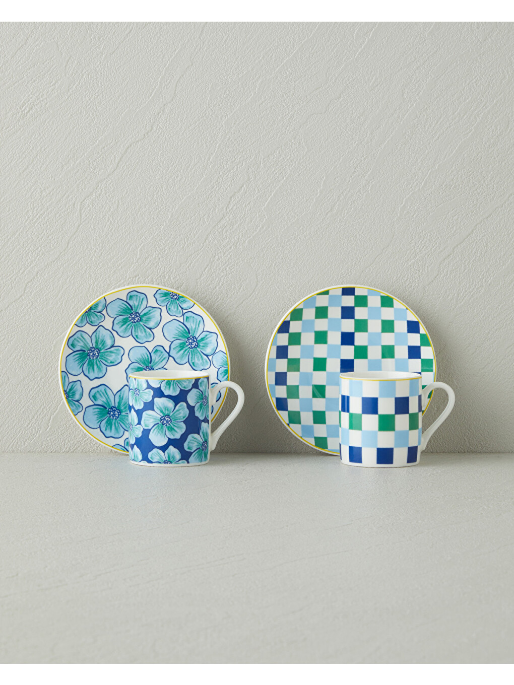 Florentia New Bone China 4 Parça 2 Kişilik Kahve Fincan Takımı 80 Ml Mavi