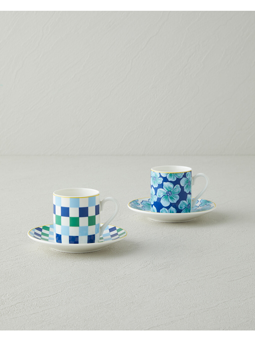 Florentia New Bone China 4 Parça 2 Kişilik Kahve Fincan Takımı 80 Ml Mavi-1