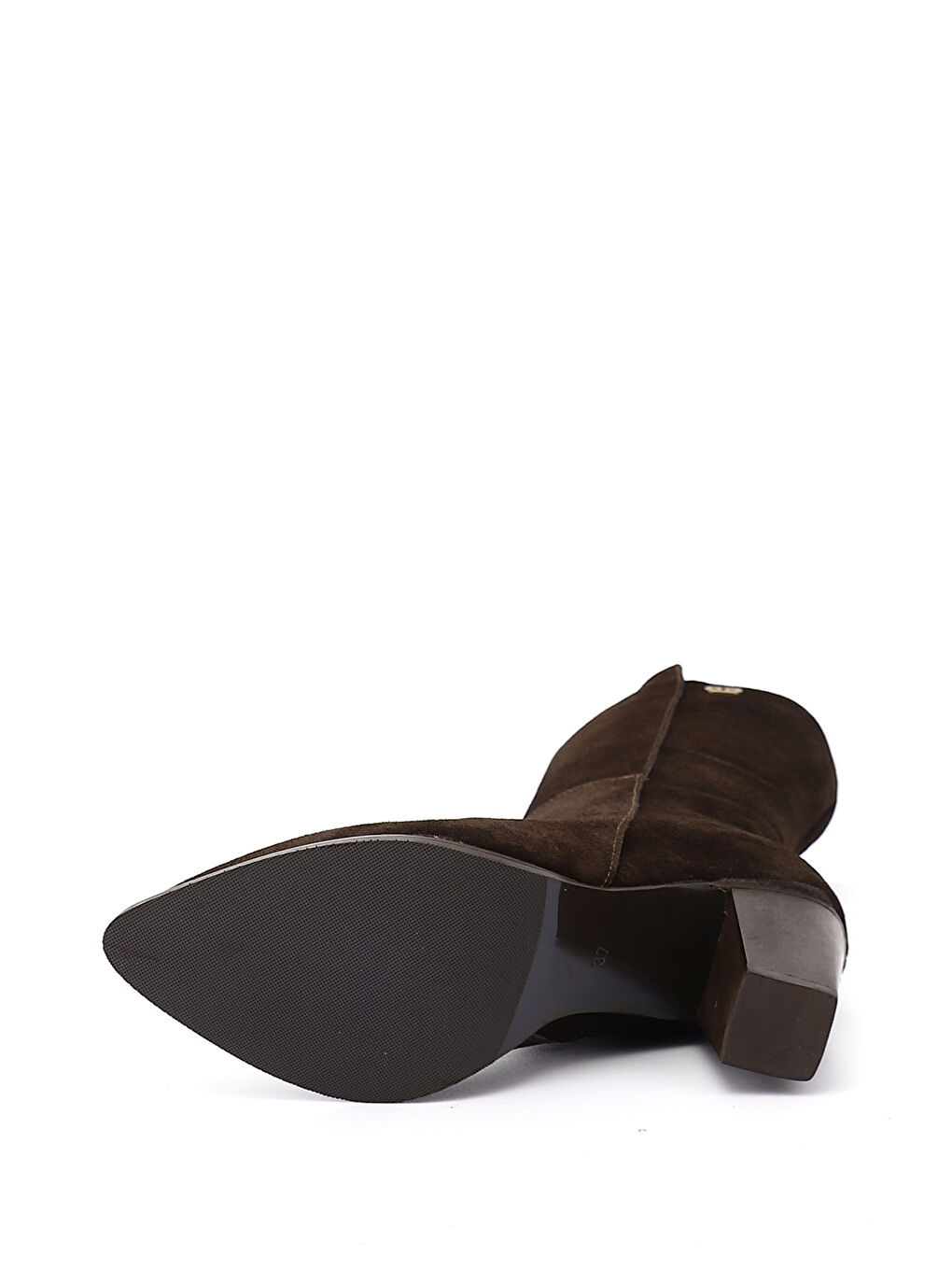 Kahverengi Kadın AÇIK KAHVERENGİ Sivri Burun Kalın Topuklu Hakiki Deri Çizme-4