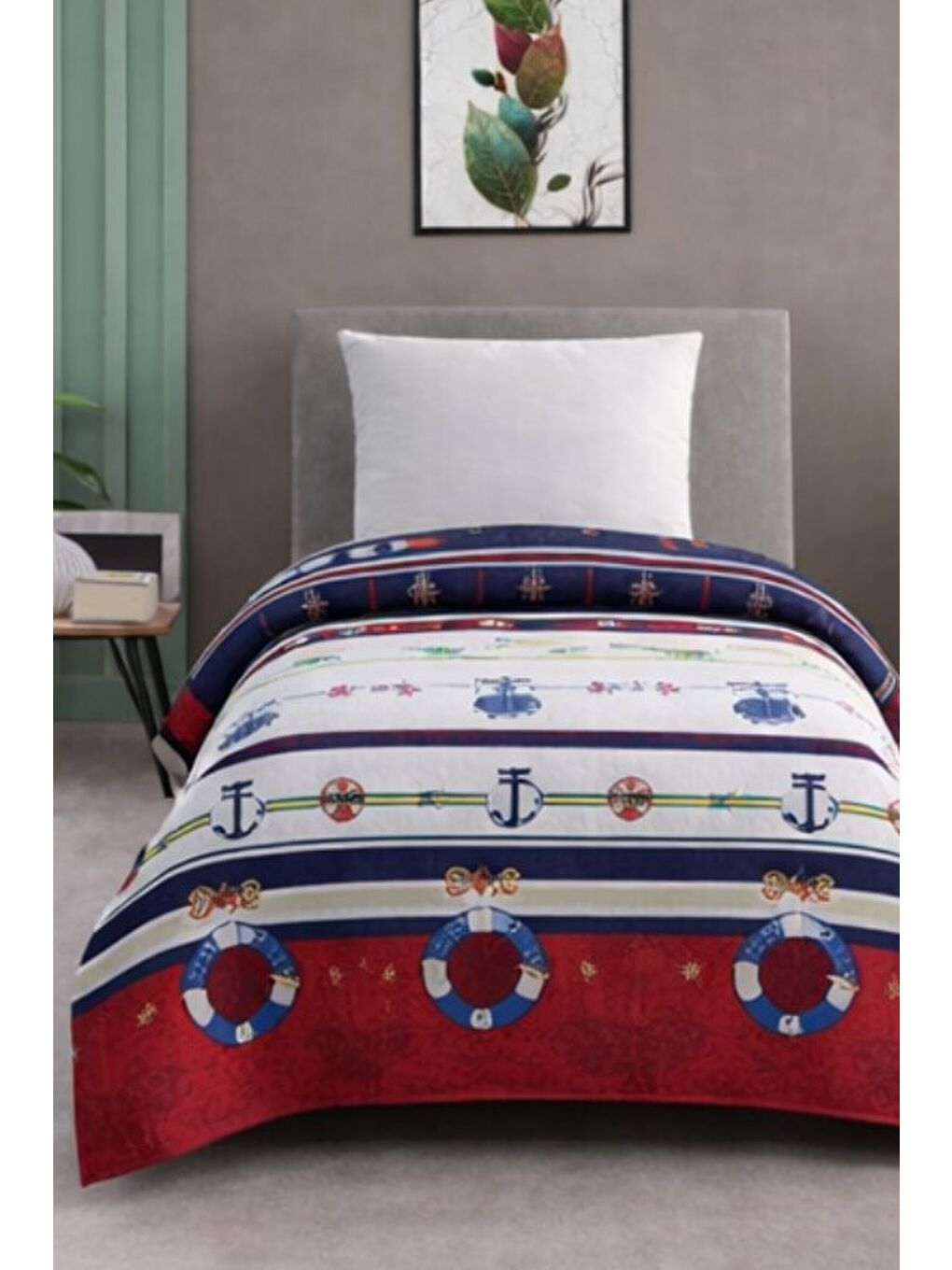 Lacivert Tek Kişilik Pike Yatak Örtüsü %100 Pamuk 170x230