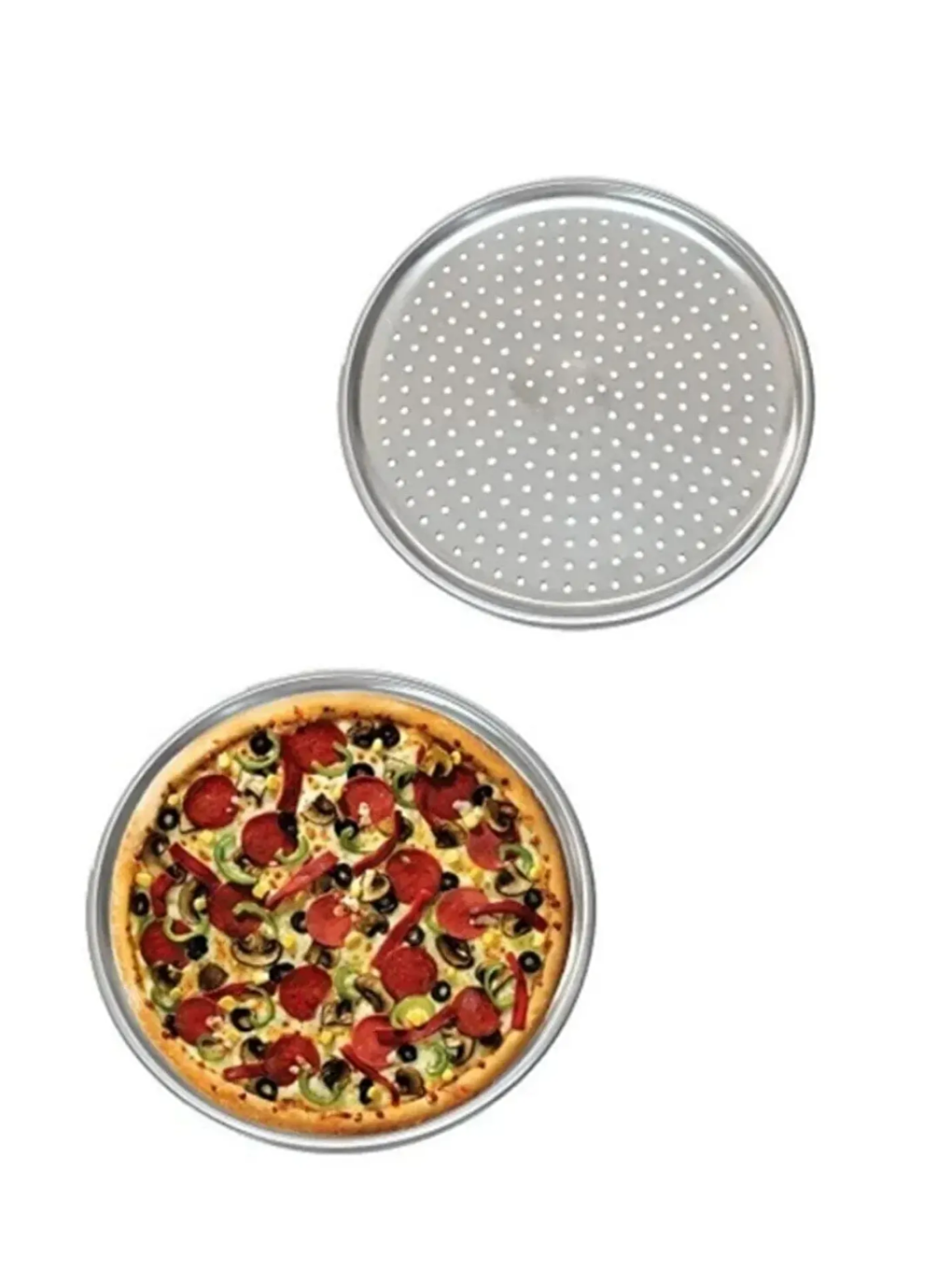 Kitchen Design Lab Gümüş-Beyaz Küçük Boy Delikli Pizza Tepsisi Lahmacun Tepsisi 28 Cm ve Paslanmaz Çelik Siyah Pizza Bıçağı 4 Adet - 6