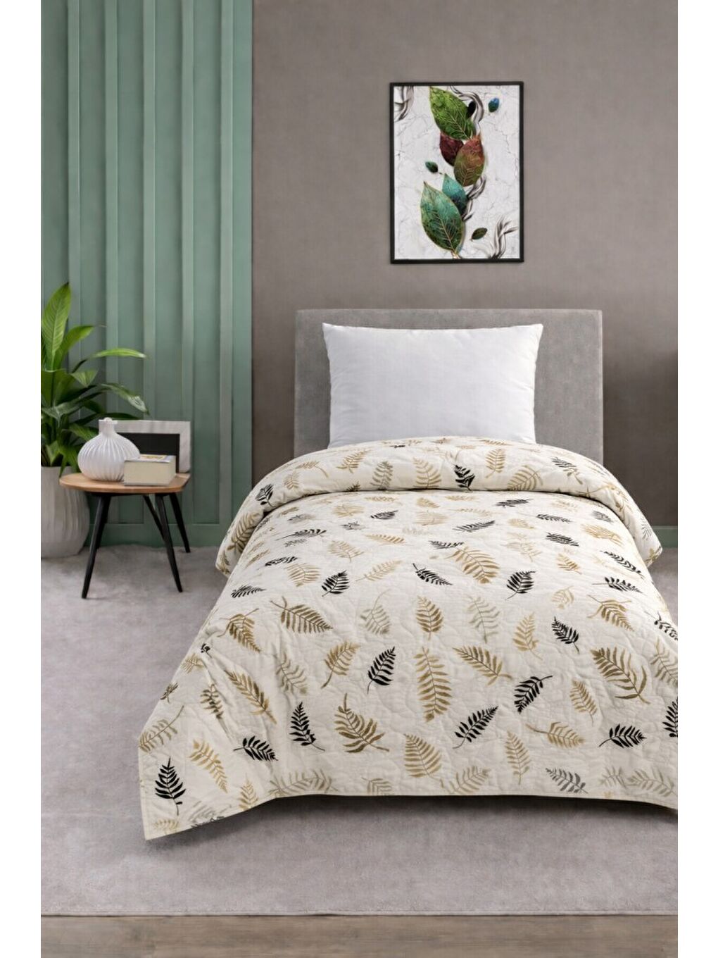 Ekru Tek Kişilik Pike Yatak Örtüsü %100 Pamuk 170x230