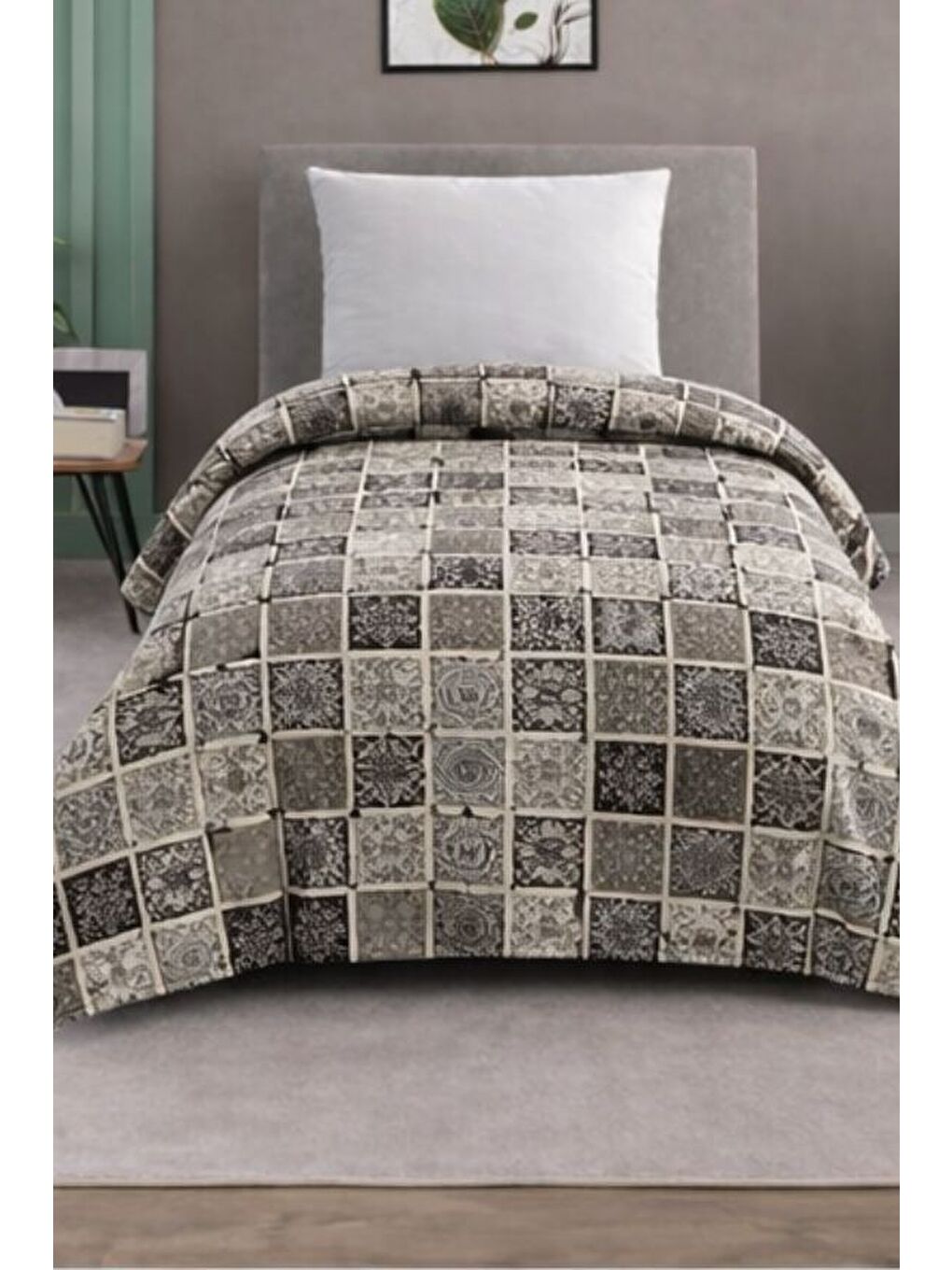 Kahverengi Tek Kişilik Pike Yatak Örtüsü %100 Pamuk 170x230