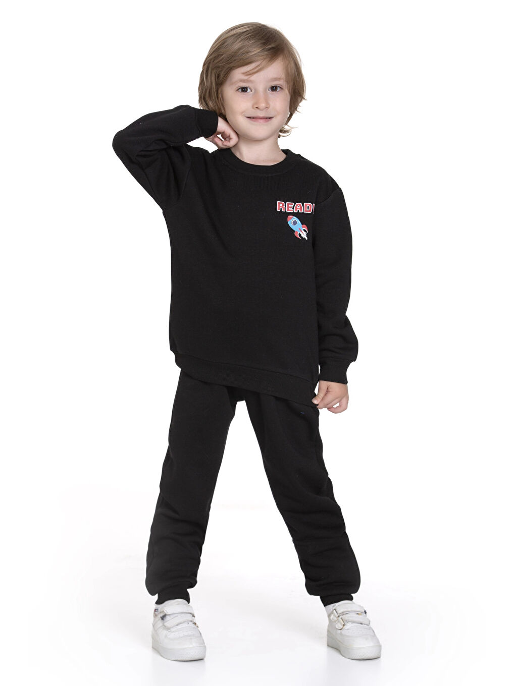 Siyah Space Out Baskılı Takım 74109-2