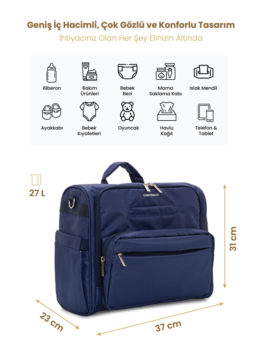 BlissMate Antibakteriyel Astarlı Doğum ve Yeni Doğan Çıkışı İçin Anne Bebek Sırt Çantası-1